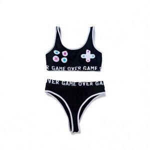 Dolls Kill Black Game Over Bikini Set